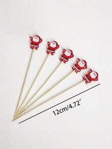 50pcs/100pcs Christmas Fruit Picks, One-Time Use Bamboo Skewers With Snowflake, Christmas Tree, Reindeer, Santa Claus And Snowman Decor