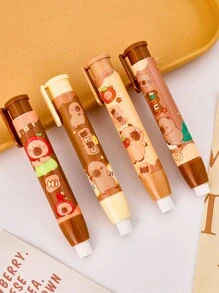 1pc/2pcs/4pcs 随机卡通水豚橡皮擦，学生用伸缩铅笔橡皮擦，可爱水豚橡皮擦，学生绘图橡皮擦，学生奖品奖励橡皮擦