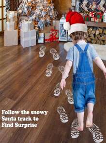 6/4/2pcs Santa Claus Footprint Stencils, Christmas Floor Foot Prints Painting Template, Reusable, For Christmas Floor Decor, Window Sill, Stairs DIY Background Decoration