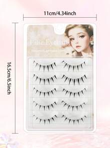 aHoneya 5对CC卷翘透明柄假睫毛，簇状自然小恶魔假睫毛，韩式睫毛风格，可重复使用 - 自然纖長款 - 查看 6
