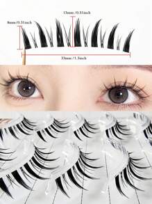 aHoneya 5对CC卷翘透明柄假睫毛，簇状自然小恶魔假睫毛，韩式睫毛风格，可重复使用 - 自然纖長款 - 查看 4