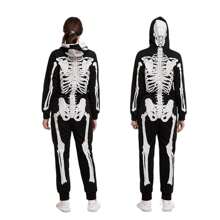 SYNCFUN Skeleton Pajama Jumpsuit For Adult Women Costume, Trick Or Treat, Themed Party