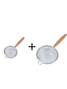 1pc Stainless Steel Slotted Spoon With Wooden Handle, Household Kitchen Strainer Mesh Skimmer Net Ladle For Hot Pot, Frying, Tea Filtration - Multicolor - View 13