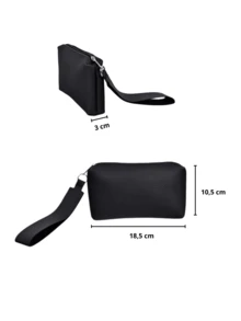 Kit 02 Pairs Women's Flat Sandals Slipper With Back + Wallet Handbag! - 黑色 - 查看 7