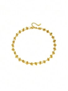 1 pieza Collar de acero inoxidable con diseño anudado de tendencia, para uso diario de mujer - Dorado - Ver 6