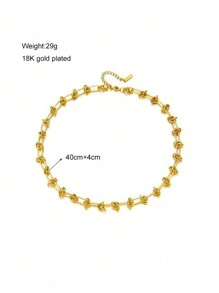 1 pieza Collar de acero inoxidable con diseño anudado de tendencia, para uso diario de mujer - Dorado - Ver 7
