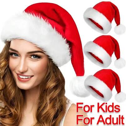 Plush Santa Hats For Men And Women To Thicken The Warm Santa Hat Merry Christmas New Year Party Decorations,Christmas