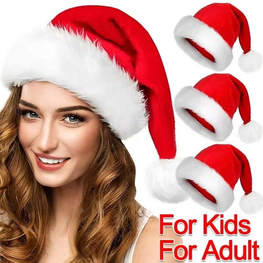 Plüsch Weihnachtsmann Mützen für Männer und Frauen zum Wärmen, Weihnachtsmann Mütze, Weihnachts- und Neujahrsdeko, Weihnachten