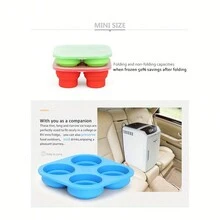Silicone Frozen Tray With Lid, Food Frozen Tray With Lid Stackable And Reusable Silicone Baby Food Frozen Storage Tray Suitable For Homemade Baby Food, Vegetables, And Fruit Puree - Blue - View 5