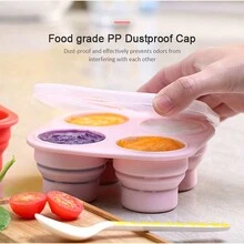 Silicone Frozen Tray With Lid, Food Frozen Tray With Lid Stackable And Reusable Silicone Baby Food Frozen Storage Tray Suitable For Homemade Baby Food, Vegetables, And Fruit Puree - Blue - View 6