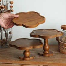 1 pieza Bandeja vintage francesa, bandeja de pedestal de madera con encaje, decoración de mostrador para el hogar, organizador de joyas para interiores, de vuelta a la escuela