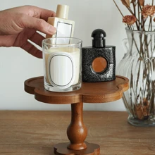 1 pieza Bandeja vintage francesa, bandeja de pedestal de madera con encaje, decoración de mostrador para el hogar, organizador de joyas para interiores, de vuelta a la escuela