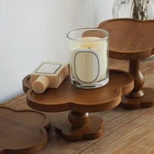 1 pieza Bandeja vintage francesa, bandeja de pedestal de madera con encaje, decoración de mostrador para el hogar, organizador de joyas para interiores, de vuelta a la escuela