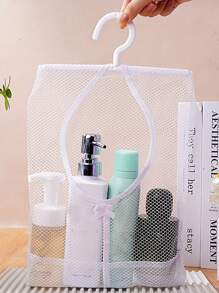 1 pièce/set Organisateur suspendu en maille pour salle de bain, sac en maille monté au mur en plastique, sac de rangement pour salle de bain