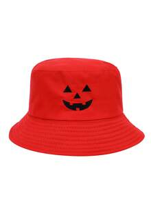 1 件男女通用南瓜刺绣双面渔夫帽，新奇派对配饰（适合万圣节） - 彩色 - 查看 3