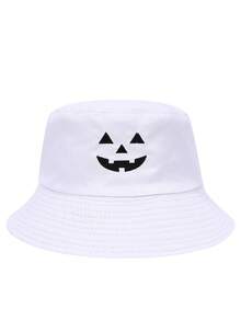 1 件男女通用南瓜刺绣双面渔夫帽，新奇派对配饰（适合万圣节） - 彩色 - 查看 4