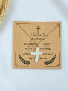 1件优雅简约时尚奢华宗教风格天然淡水珍珠树脂镀金十字架吊坠项链,女士珠宝配饰,适合日常、休闲、约会、派对、度假等场合,是新年、母亲节、情人节的完美礼物,附精美卡片包装 - 項鍊 - 查看 15