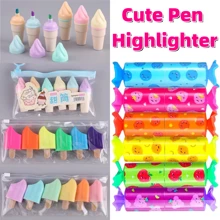 6 Packs Small Highlighter Chisel Tip Marker Pen - Cute Candy Ice Cream Popsicle Shape Highlighter For Party Birthday Drawing Poster Diary Greeting Card DIY Crafts Office School Supplies For Christmas, New Year, Thanksgiving Gifts - Multicolor - View 1