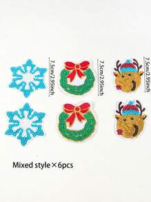 Nhãn dán sắt Giáng sinh, Cây thông Noel lấp lánh, Nhãn dán thêu, Bông tuyết sáng, Vòng hoa nai sừng tấm, Tất ông già Noel may trên quần áo, Nhãn dán, Quần jean, Mũ, Áo sơ mi, Áo len, Đồ trang trí - Nhiều màu - Xem 8