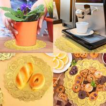 100 piezas Ronda/Rectangular Papel Encaje Doilies Manteles Individuales Papel - Decorativo y Desechable Para Postres, Alimentos Fritos, Decoración de Mesas de Boda, Embalaje de Pasteles Aire Freidora Liners Aire Freidora Papel Airfryer Air Frier