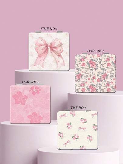 女孩专用折叠式化妆镜，轻巧便携，纳米电镀银边框，适合多种场合。