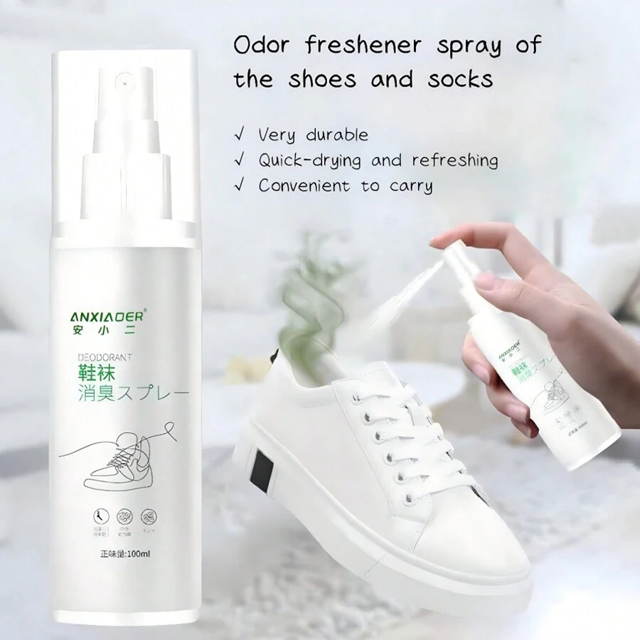 除臭鞋噴霧，適用於鞋子、襪子、PU 皮鞋、運動鞋、透氣和除臭劑，1 滴香球，去除腳臭和異味