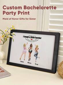 1pc Custom Besties Figure And Name Picture Frame Decoration, Custom Picture Frame Decoration For Sisters, Custom Bestie Names Decoration, Custom Frame Decoration For Sister's Day, Personalized Besties Figure And Name Frame Decoration, Custom Gift For Besties, Sisters, Back To School Gift, From Besties Special Gift, Funny Gift For Besties, Sister To Sister Photo Gift, Warm Gift, Gift For Sister/Her, Best Sister Gift, Ideal For Birthday, Anniversary, Graduation, Wedding Gifts - 3 Girlfriends - View 5