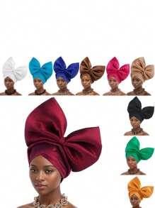 Afrikaanse hoofddoek, grote strikontwerp hoofddoek hoed, glanzende zijden gelaagde band, Nigeriaanse hoofddeksels, autogel hoofddoek hoed is speciaal voorbereid voor bruiloften, feesten en speciale gelegenheden