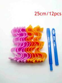 12pcs DIY Heatless Curlers - Magic Overnight Hair Styling Kit, Comfortable, Perfect For Curly Hair,Pink Accessories ,Hair Styling Tools