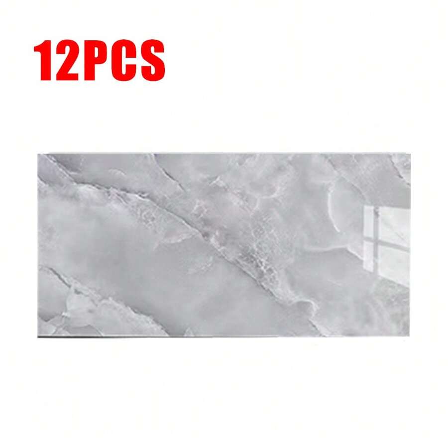 12X Faux Marble Tile Wall Stickers Are Pasted In The Kitchen, Bathroom And Home Decoration GREY - Grey - View 1