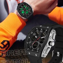 SANDA Men Watch Digital Quartz Military Sport Wristwatch Top Brand Luxury Alarm Date Week Stopwatch Strap Waterproof Electronic Male Clock Gift 6157 - Black - View 9