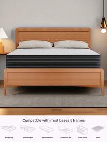 Full Size Mattress, Boxed Memory Foam Hybrid Queen Size Mattress, Individually Pocketed Springs For Breathable Comfort, Sleep Support And Pressure Relief - 黑與白 - 查看 7