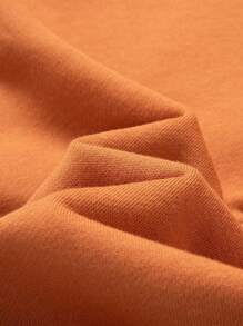 Sudadera con capucha para hombre con cordón y estampado de letras de color contrastante - Naranja - Ver 4