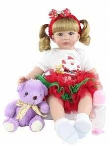 1 Stück lebensechte 60 CM weiche Vinyl Reborn Puppe lebendig 24 Zoll Neugeborenes Baby liebevolle Puppenhaus Anziehpuppe Weihnachtsgeschenk (einige Teile zufällig)