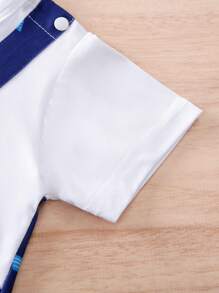 1 件航海帆船假肩带婴儿连体衣，夏季婴儿服装