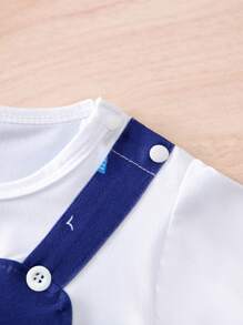 1 件航海帆船假肩带婴儿连体衣，夏季婴儿服装