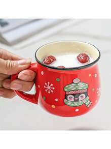 1 件装陶瓷圣诞卡通马克杯易于清洗可爱家庭牛奶杯咖啡杯圣诞礼物