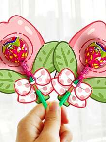 50 piezas Tarjetas de papel decorativas con diseño floral de paletas dulces para el Día de San Valentín y vuelta al colegio