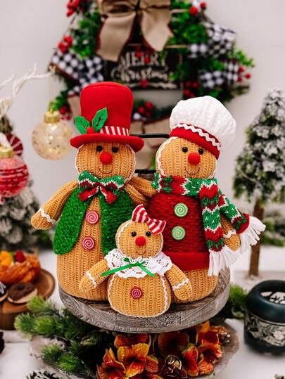 1件装创意姜饼人装饰品，三口之家窗饰，节日庆典桌面摆件，家居装饰，生日圣诞装饰，房间装饰，冬季圣诞装饰，家居圣诞礼物，圣诞装饰