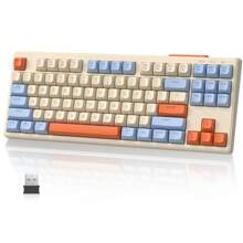 Gamingtoetsenbord met dubbele modus BT5.0 / 2,4 Ghz TKL mechanisch aanvoelend toetsenbord, oplaadbaar anti-ghosting PBT 75% draadloos Bluetooth-toetsenbord met achtergrondverlichting voor stil kantoor / gamen