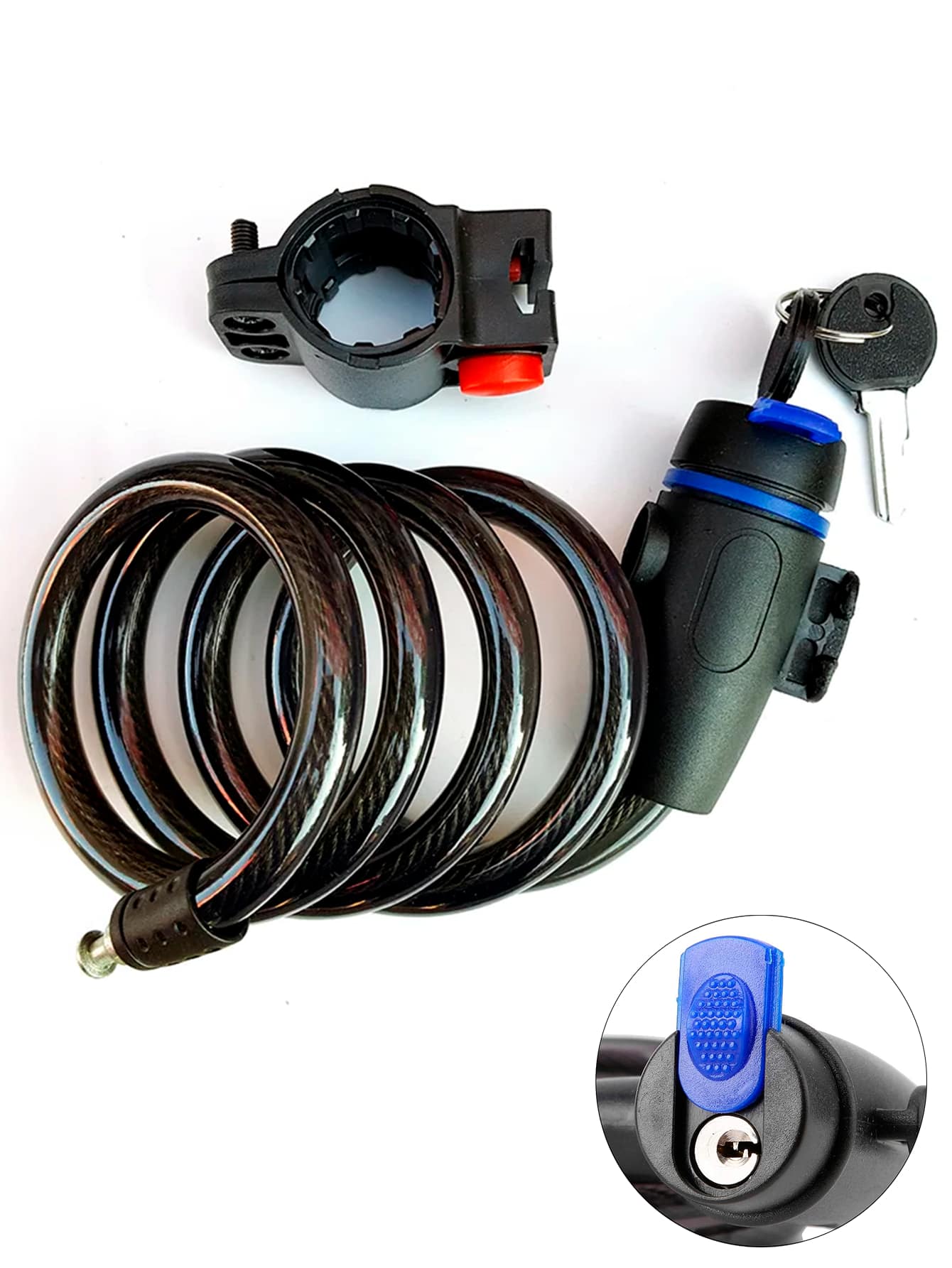 Anti-Theft Coiled Steel Cable Chain Lock For Bicycle And Motorcycle Vmingo Mexico - Black - View 1