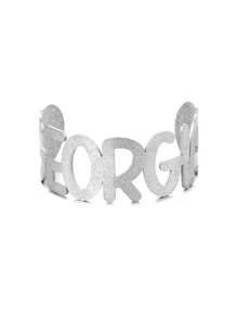 Customizable Shiny Name Charm Bangle Bracelet, Adjustable Big Cuff Bracelet, Unisex Hiphop Stainless Steel Handmade Calligraphy Letter Bracelet, Unique Classic Cuff Bracelet For Party, Family, Holiday Gift