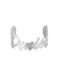 Customizable Shiny Name Charm Bangle Bracelet, Adjustable Big Cuff Bracelet, Unisex Hiphop Stainless Steel Handmade Calligraphy Letter Bracelet, Unique Classic Cuff Bracelet For Party, Family, Holiday Gift