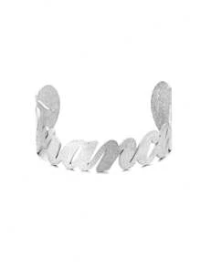 Customizable Shiny Name Charm Bangle Bracelet, Adjustable Big Cuff Bracelet, Unisex Hiphop Stainless Steel Handmade Calligraphy Letter Bracelet, Unique Classic Cuff Bracelet For Party, Family, Holiday Gift