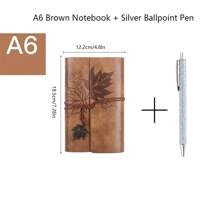 1 pieza con diseño de hoja Cuaderno , café marrón retro Cuaderno para oficina