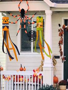 1pc Halloween Wind Spinner treo trang trí, Cờ hình quả bí ngô cho sân, tiệc, lễ hội Halloween, trang trí Giáng sinh - Nhiều màu - Xem 4