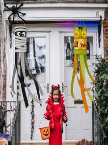 1pc Halloween Wind Spinner treo trang trí, Cờ hình quả bí ngô cho sân, tiệc, lễ hội Halloween, trang trí Giáng sinh - Nhiều màu - Xem 3