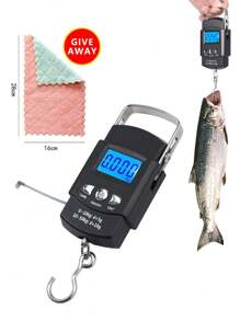 1 Balanza digital para pescar con cinta métrica, báscula precisa para pesar peces, bolsas, de mano, de equipaje con gancho, de compras, de acero inoxidable tipo gancho de pesca, báscula colgante digital LCD conveniente para uso diario en pesca, equipaje de viaje, compras, etc. [Oferta de Año Nuevo]