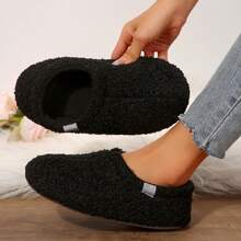Women's Warm Boots Memory Foam Fuzzy Booties House Shoes Winter Warm Indoor Outdoor Slippers - Black - View 5