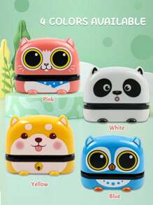 100pcs Name Stickers And 1pc Cartoon Name Stamp For Clothing Back To School Supplies For Kids, Waterproof Name Stamps Personalized And Business Use, Custom Name Stamp For Clothing, Handwritten Signature Stamp, Name Label, DIY Customized Cartoon Self Inking Name Seal Stamp - Blue - View 4